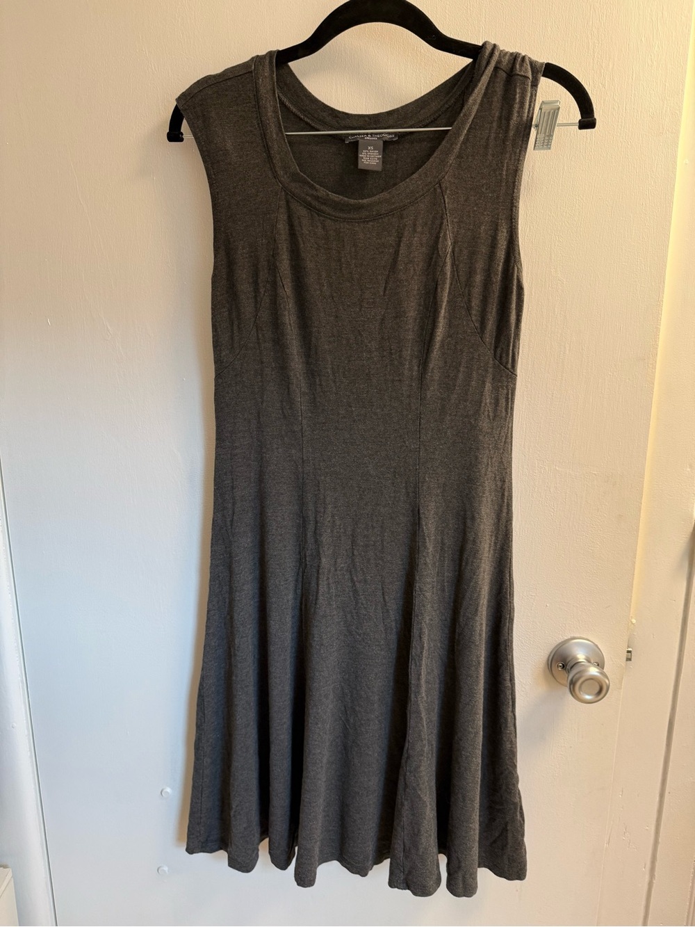 Chelsea & Theodore Sleeveless Charcoal Midi Dress